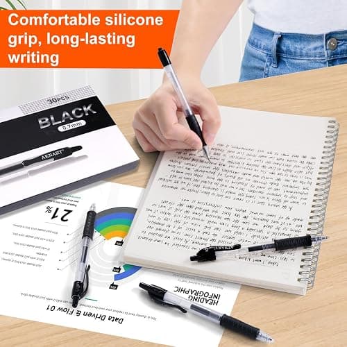 Gel Pens, 30 Pack Black Gel Pen Fine Point, Retractable Gel Ink Rollerball Pens for Smooth Writing (0.7mm) Back to School Supplies thumbnail 8