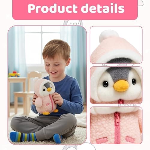 Qnvyw Pinguin Kuscheltier, Süßer Plüschpinguin 25 cm, Weiches Stofftier Zum Kuscheln Und Schlafen, Kinder Und Erwachsene, Rosa thumbnail 4