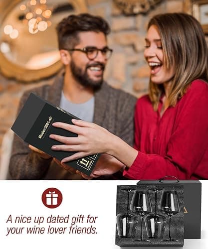 OJA Red Wine Glasses Set of 4, Large Burgundy Glasses 23 OZ, Hand Blown Crystal Glass Light, Clear, Best for Wine tasting, Birthday, Christmas, Anniversary, Father's Day thumbnail 7