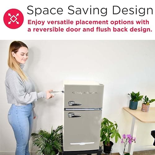 Frigidaire EFR840-Cream EFR840 Retro Mini Fridge with Freezer & Side Bottle Opener-Small 2 Door Refrigerator for Office Bar or College Dorm Room-3.1 Cu Ft (Cream) thumbnail 7