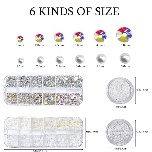 ITPOYOL 4 Boxes Nail Art Rhinestones Flatback Rhinestones Pearls Nail Charms for Acrylic Nails Crystals Nail Art Supplies Half Round Design Nail Gems Nail Pearls Nail Accessories for DIY Nail Decor thumbnail 6