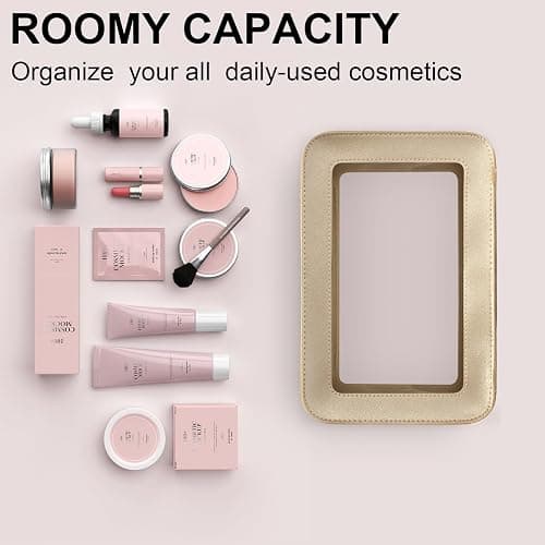 LETGO Clear Makeup Bags, TSA Approved Toiletry Bag with Zipper, Clear Makeup Organizer Fit Carry-on Travel Essentials,Clear Cosmetic Bags for Women Men (O-Gold) thumbnail 3