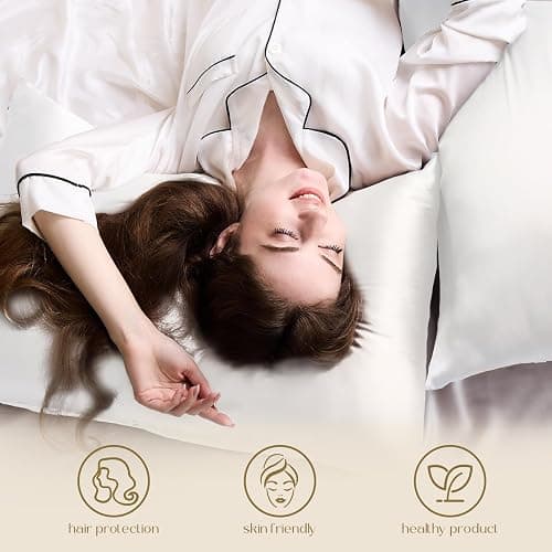 ZIMASILK 100% Pure Mulberry Silk Pillowcase 2 Pack, Soft and Smooth,Both Sides Premium Grade 6A Silk,600 Thread Count,with Hidden Zipper (Queen 20''x30'',White) thumbnail 4