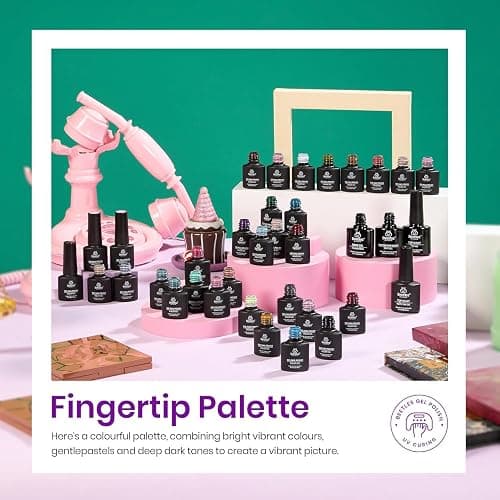 beetles Spring Gel Polish Set - Fingertip Palette, 32 Colors Polish Set with Base Top Coat Pink Red Blue Purple Brown Yellow Green Black White Uv LED Lamp Nails Gifts for Women thumbnail 6