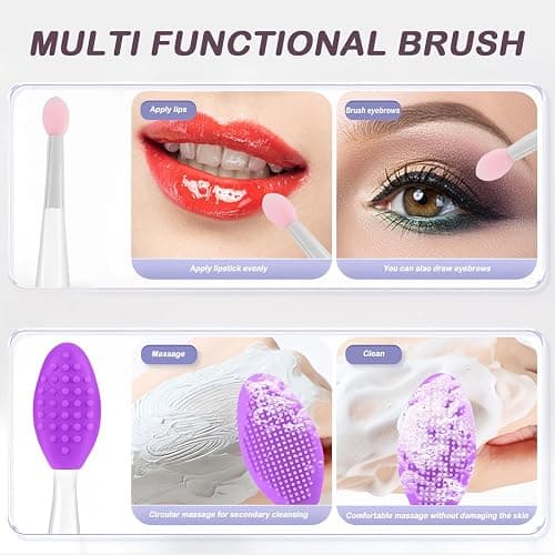 Lip Scrub Brush, Dual-ended Lip Scrubber Exfoliator and Silicone Lip Brush Exfoliator Tool Lightening for Dark Lips Nose Scrubber Lip Mask Applicator 3PCS thumbnail 2