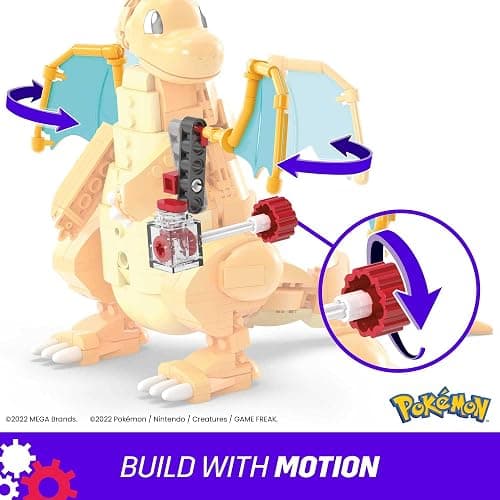 MEGA Pokémon Building Toys Set Dragonite with 387 Pieces, Articulated and Poseable with Motion, 7 Inches Tall, for Kids thumbnail 3