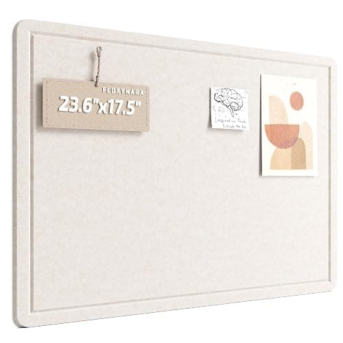 Fluxynara Bulletin Board, 23.6" x 17.5" Cork Board Alternative with 12 Safe Removable Adhesive Tabs, Foldable Felt Pin Board for Home Office, Classroom, Bedroom,Entryway for Walls—Oatmeal - Image 1