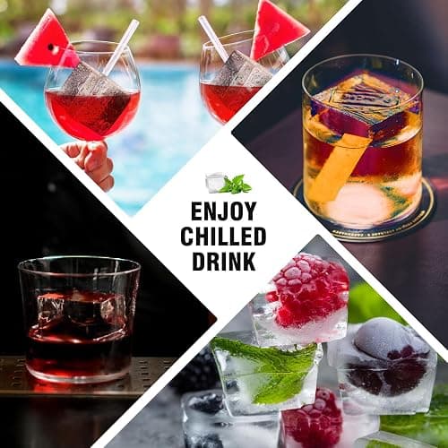 Samuelworld Large Ice Cube Tray: 2024 Upgraded Silicone Square Ice Cube Mold For Whiskey, New Upgraded 2 Inch Large Cubed Ice Trays for Cocktail, Big Cube Ice Maker Mold (2 Pack, Black) thumbnail 7