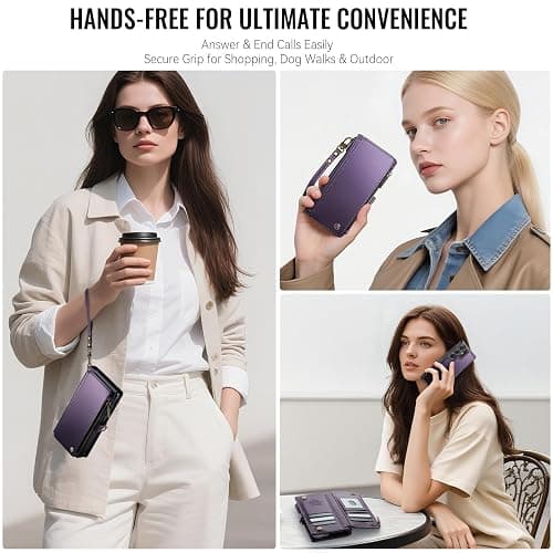 Defencase for Samsung Galaxy S25 Ultra Magnetic Wallet Case Compatible with Magsafe with RFID Blocking Zipper & Card Holder Women, PU Leather Detachable Phone Case for Galaxy S25 Ultra 6.9", Purple thumbnail 6