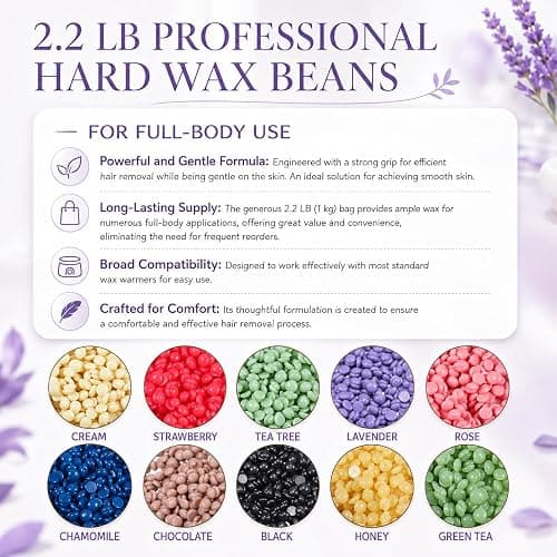 YOUNG VISION Hard Wax Beads for Hair Removal, 2.2lbs 1000g Refill Waxing Beads for Sensitive Skin Women, Face, Brazilian, Bikini, Body, Soft and Painless Waxing Beans, 10 Packs, Multi Color thumbnail 6