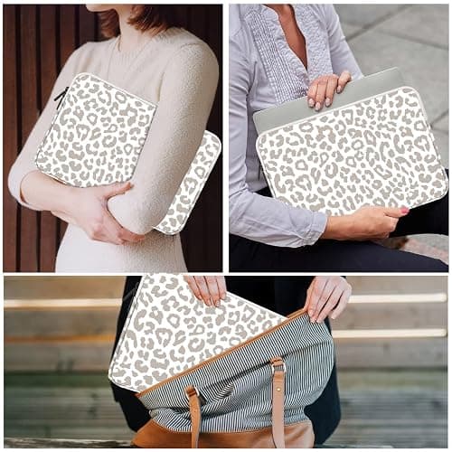 GABraden Laptop Sleeve Bag 15.6-16 inch,Compatible with MacBook Air 15 inch M2 2023 A2941/16 Pro M2 A2780 M1 A2485 /Pro Retina 15 A1990,Chromebook,HP,15.3-16 inch Notebook（Grey Leopard Cheetah Bag） thumbnail 7