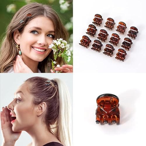 Qufiiry 30PCS Mini Hair Clips, Small Hair Clips, Mini Claw Hair Clips, Small Hair Clips for women with Storage bags, Non-slip Hair Catch for Women Girl's Hair Black and Brown thumbnail 5