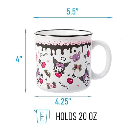 Silver Buffalo Sanrio Hello Kitty and Friends Kuromi Cherries and Black Hearts Ceramic Camper Mug, 20 Ounces thumbnail 3