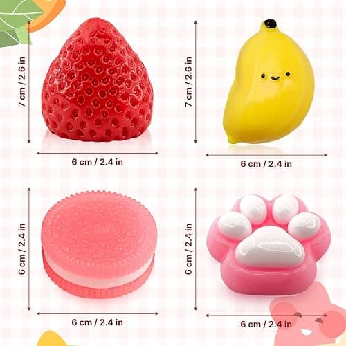 Taba Squishy Toys 4 Pack, Soft Sensory Fidget Squeeze Toys for Stress Relief, Kawaii Fufu Squishies for Kids & Adults, Party Favors, Goodie Bag Fillers thumbnail 3
