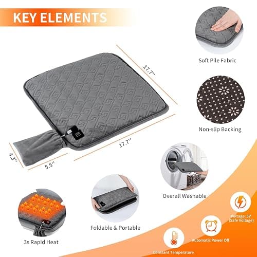 Seat Cushion,Office Chair Cushions Butt Pillow for Long Sitting,Non-Slip Sciatica & Back Coccyx Cushion for Tailbone Pain Relief Heated Chair Pad,Seat Warmer for Home Seat Cushion-Dark Grey thumbnail 2