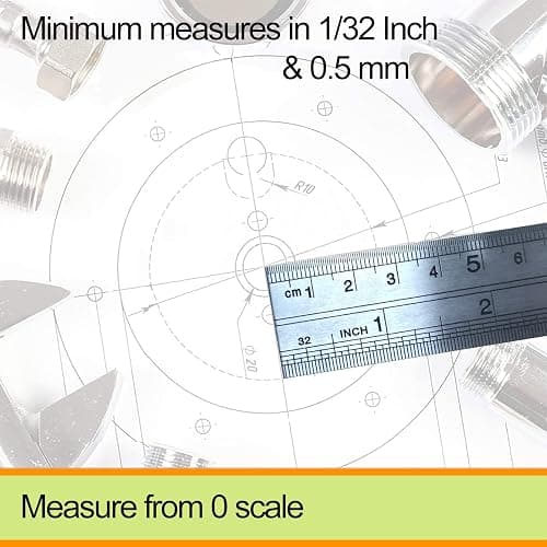 YouOKLight Metal Ruler Set, 6 inch Ruler and 12 inch Ruler. Ruler Inches and Centimeters, Metric Ruler 12 Inches, Metal Ruler 12 inch, Drawing Ruler, Precision Measuring Metal Ruler Silver thumbnail 4