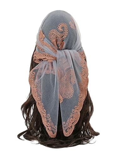 Floerns Women's Flower Embroidery Hair Scarf Headband Sheer Lace Hair Bandana - Image 1