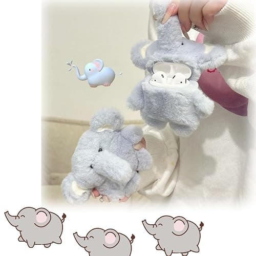 Elephant for Case,3D Cute Plush Earphone Protective,Fluffy Elephant Airpod,Fluffy for Pro Case Cute (for pro/pro 2) thumbnail 2