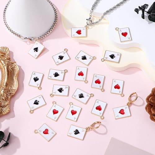 COHEALI 20Pcs Playing Card Charms Metal Enamel Queen of Hearts Spade Checkered Card Charms for Jewelry Making Diy Craft Pendants Bracelet Necklace Accessories thumbnail 2
