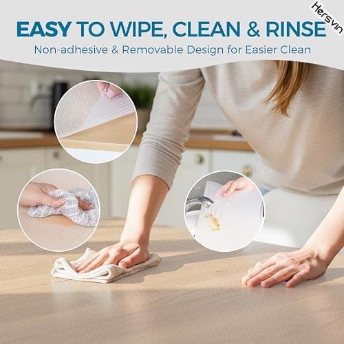 Hersvin Kitchen Drawer Liners 44.5cmx500cm Cupboard Liners, Cabinet Shelf Mats Non Slip Non-Adhesive Oil-Proof Waterproof EVA Plastic Protector Refrigerator Shelves Protective Lining (Clear Dot) thumbnail 6