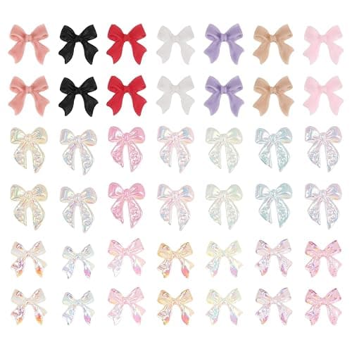 240 PCS Bowknot Nail 3D Bow Charms Art Accessories Nail Colorful Bowknot Nail Charm Acrylic Butterfly Nails Cute Bow Decors Nail Charms for Holiday Parties and Craft Making thumbnail 8