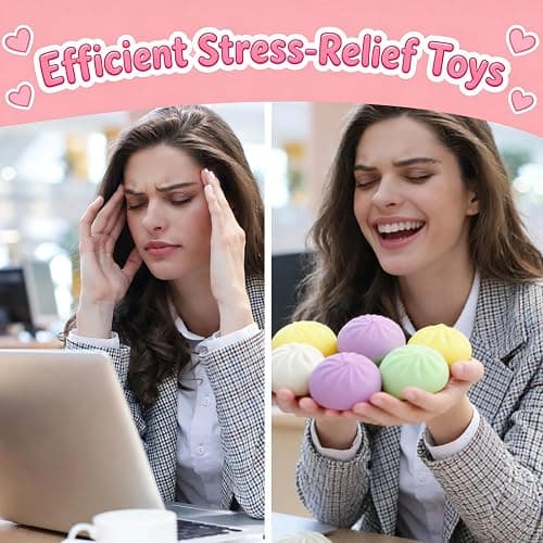 2 Pcs Dumpling Squishy, Mystery Squishy Dumpling Box, Fidget Toys Adults & Teens, Stocking Stuffers, Sensory Stress Ball Squeeze Toys for Stress Relief (greenpurple) thumbnail 9