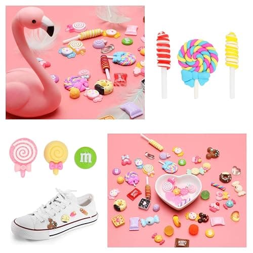 FENGWANGLI 50Pcs Cute Candy Slime Charms,Assorted Kawaii Resin Fake Candy Charms for Crafts,Mini Decoden Flatback Embellishments for Phone Junk Cases,Hairpins,Scrapbooking Crafting & DIY Decor thumbnail 5
