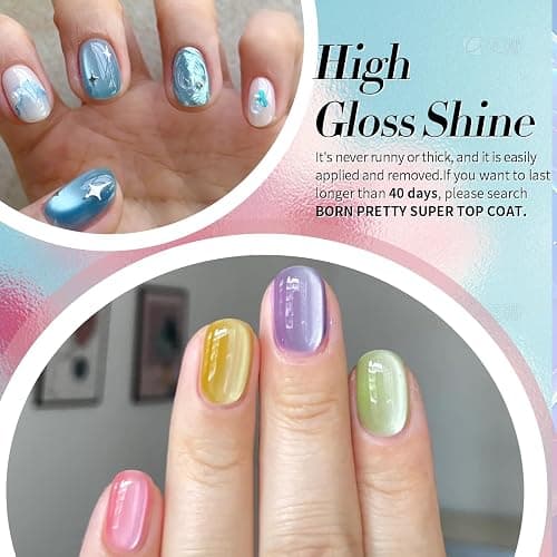 Born Pretty Magnetic Gel Nail Polish Pastel Water Light Cat Magnetic Eye Gel Jelly Glass Crystal Nail Polish Glitter Shimmer Auroras Magnetic Gel Nail Art Manicure Kit 6PCS thumbnail 5