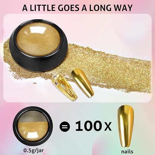 Gold Silver Chrome Nail Powder, 24 Colors White Pearl Unicorn Iridescent Holographic Nail Chrome Powder, Red Blue Green Black Purple Rose Gold Metallic Mirror Chrome Powder for Nails Glitter Pigment thumbnail 7