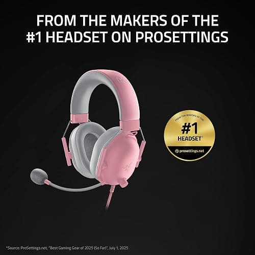 Razer BlackShark V2 X Gaming Headset: 7.1 Surround Sound - 50mm Drivers - Memory Foam Cushions - for PC, PS4, PS5, Switch - 3.5mm Audio Jack - Quartz Pink thumbnail 2