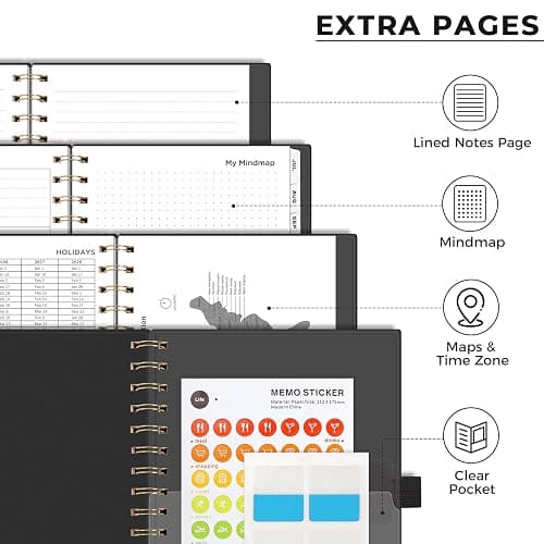 AHGXG Academic Planner 2026-2027, July 2026 - June 2027, Weekly and Monthly, 5.7" x 8.3", for Women, Teacher, Student, School, 12-Month Tabs, Flexible Plastic Cover (Black) thumbnail 7
