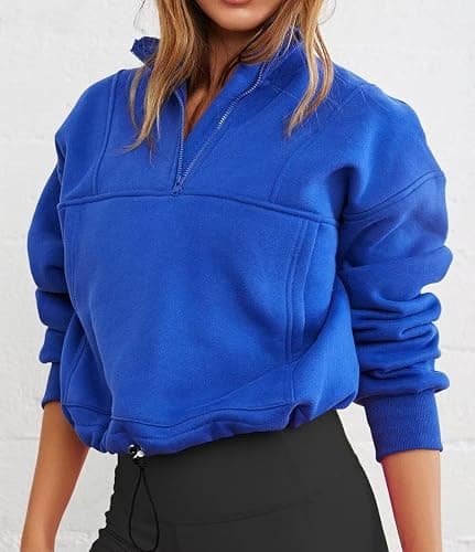 INFITTY Womens Half Zip Pullover Sweatshirts Quarter Zip Hoodies 2026 Long Sleeve Tops Fall Outfits Y2K Winter Clothes thumbnail 2