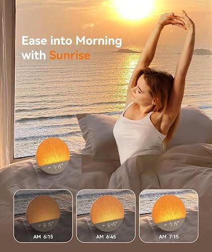 Dreamegg Sunrise 1+ Tageslichtwecker mit APP, Weißes Rauschen Gerät | Mehrere Alarme, 34 Weißes Rauschen, 12 Lichtmodi, Sunrise Alarm Clock für Erwachsene & Babys, Schlafzimmer & Geschenk thumbnail 3