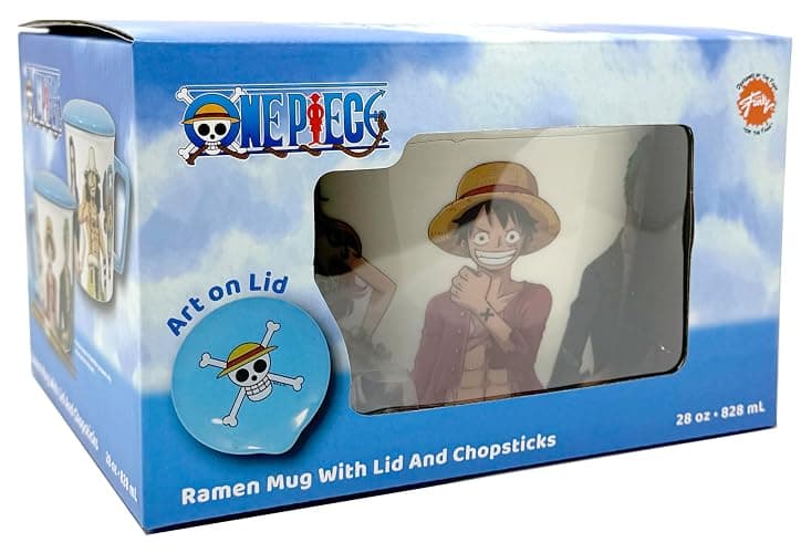 JUST FUNKY One Piece Ramen Bowl Set with Lid and Chopsticks - 28 Ounce Anime Ramen Bowl, One Piece Merch, Monkey D Luffy, Anime Merch thumbnail 4