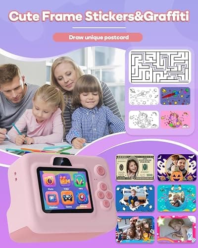Dylanto Kids Camera Instant Print,1080P Kids Instant Cameras that Print Photos,Christmas Birthday Gifts for Girls Age 3-12,Portable Toy for 3 4 5 6 7 8 9 10 Year Old Girls Boys Pink thumbnail 3