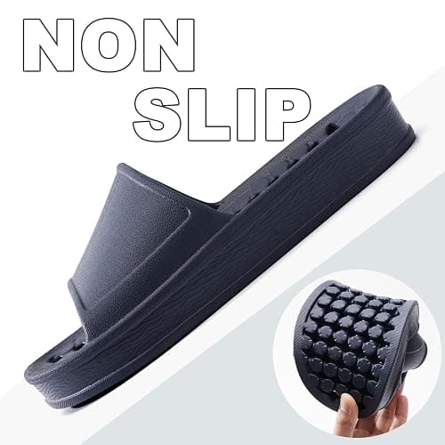 GETOEU Shower Shoes for Women and Men with Drain Holes Massage Slide Sandals Soft Cushioned Anti-Slip Pool Slides Comfort Thick Soled Waterproof Gym Shower Shoes Quick Drying Bathroom Spa Slippers thumbnail 4
