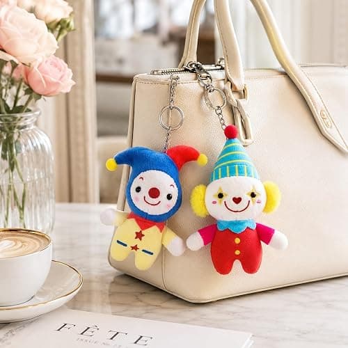 LUOZZY 2 Pcs Plush Stuffed Clown Doll Keychain for Backpack Bag Charms | Plush Clown Keyring Bag Pendant, Soft Clown Doll Keyrings for Backpacks, Purses, Circus Theme Parties, Carnival Decor thumbnail 4