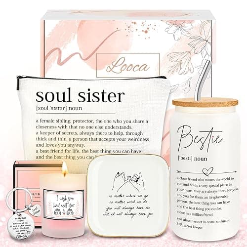 Best Friend Birthday Gifts for Women Friendship Gifts for Women Bestfriend Birthday Gift for Best Friend Woman Bestfriend Gift Ideas with Cup Bag Candle Keychain for Soul Sister Bestie BFF - Image 1