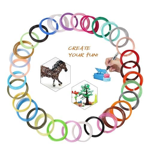 MIKA3D 32 Colors 3D Pen PLA Filament Refills, Each Color 10 Feet, Total 320 feet, Pack with 4 Finger Caps thumbnail 5