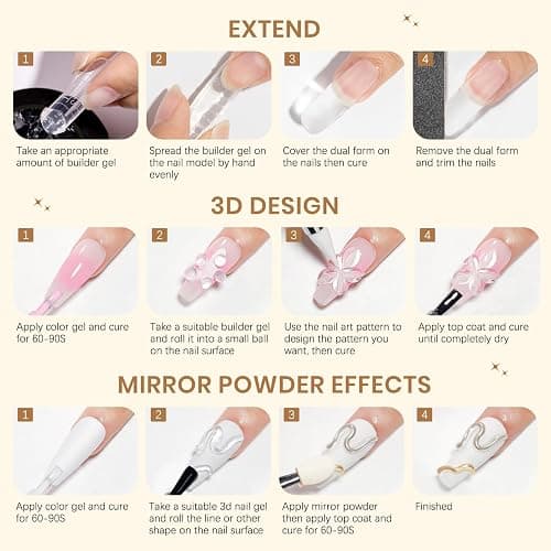 SUPWEE Solid Builder Gel for Nails - 3D Nail Art Gel Clear Non-Stick Hand for Carving Molding Patterns Decoration Extend for Manicure DIY at Home 14g(0.49fl oz) thumbnail 7