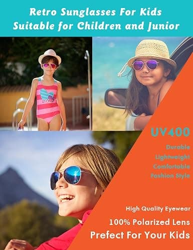 Kids Polarized Sunglasses Pilot for Boys and Girls with Case UV 400 Protection Youth Eyewear Teens Age 2-12 thumbnail 6