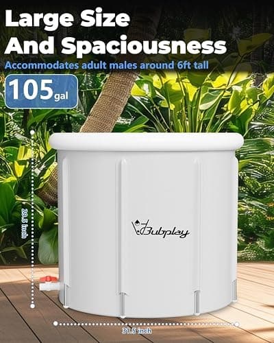 XL Ice Bath Tub for Athletes & Adults - 105 Gallons Ice Tub, Cold Plunge Tub with Cover, Ice Plunge Tub for Recovery & Cold Water Therapy, Inflatable Ice Bath Barrel for Indoor Outdoor- Grey thumbnail 2