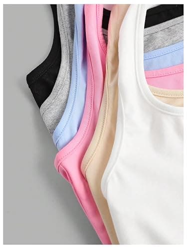 Milumia Girl's 6 Pack Sleeveless Halter Top Fitted Basic Tank Tops - 12 Years - Multicolor thumbnail 6
