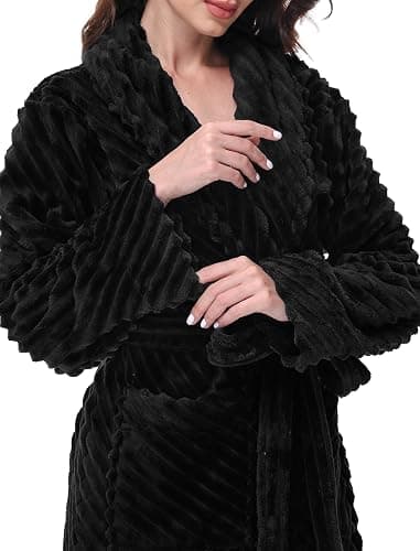 Yurhap Premium Robes for Women - Super Soft Cozy Fleece Womens Robe Plush Long Bathrobe thumbnail 2