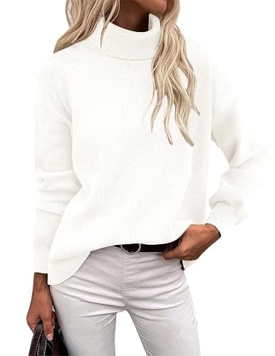 Zeagoo Women's Turtleneck Sweater 2025 Fall Winter Chunky Knit Sweaters Casual Side Slit Pullover Jumper Top - Image 1