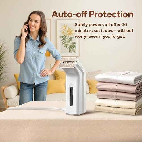 Newbealer 2in1 Steamer and Dry Iron for Beginners, Horizontal & Vertical Clothes Steamer, Non-Stick Ceramic Soleplate, 170ml Garment Wrinkle Remover, Auto-off, 1.2lbs (120V Only) thumbnail 6