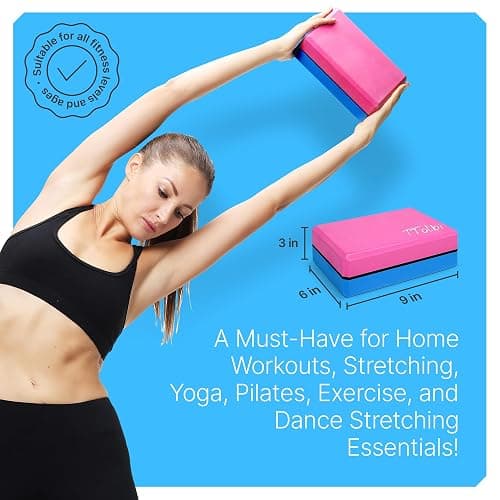 Yoga Blocks 2 Pack with Strap and Guide – Soft Non-Slip EVA Foam Blocks | High-Density Pilates Blocks for Home Workouts, Dance, Ballet, Gymnastics & Stretching Exercise, Dance Accessories and Gifts thumbnail 5