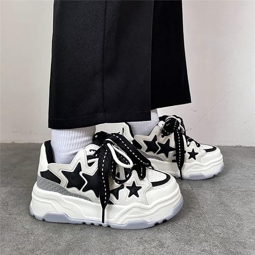 Star Shoes Walking Cute Sneakers for Women Thick Sole Y2K Shoes Walking Shoes Flat Platform Chunky Kawaii Style thumbnail 4