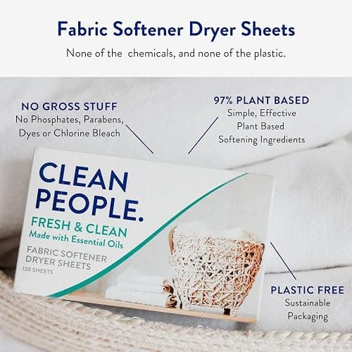 The Clean People Fabric Softener Sheets - Dryer Sheets - Softens & Removes Static Cling - Vegan Laundry Softener With Essential Oils - Fresh Scent, 120 Pack thumbnail 6