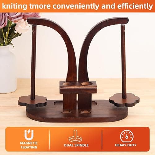 Yarn Holder for Crocheting， Magnetic Yarn Holder, Wood Rotary Yarn Spool Holder,Portable Wrist Yarn Holder, Holder Gifts for Crochet Lovers thumbnail 3